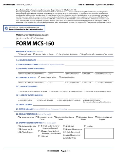 Mcs 150 Form Printable
